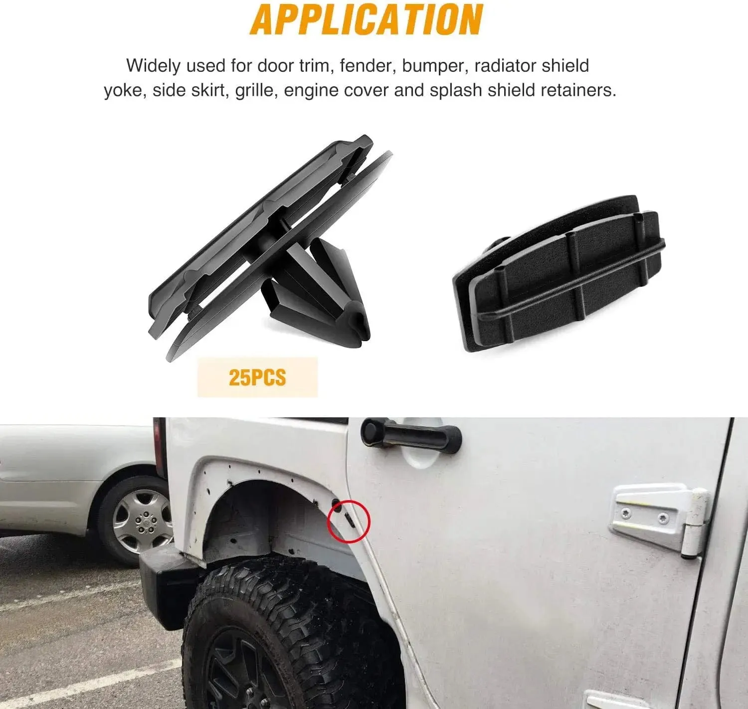 25 Pcs Head 37.6mm Hole 12.6mm Car Push Retainer Clips Kits For Jeep Chrysler Auveco