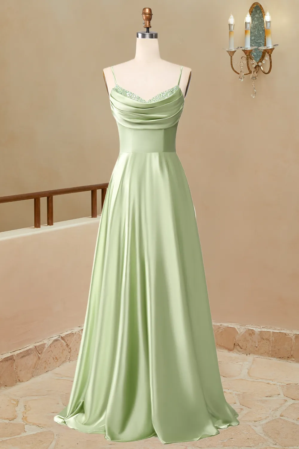 A-Line Long Simple Satin Sleeveless Evening Dress Prom Dresses Sexy