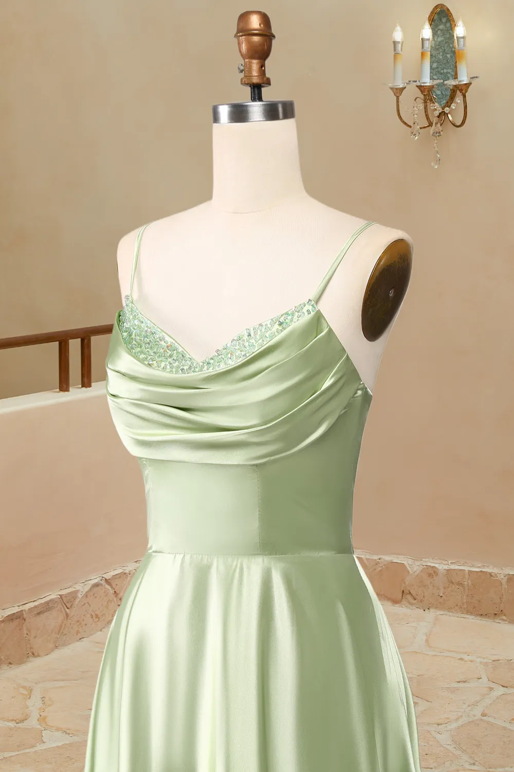 A-Line Long Simple Satin Sleeveless Evening Dress Prom Dresses Sexy