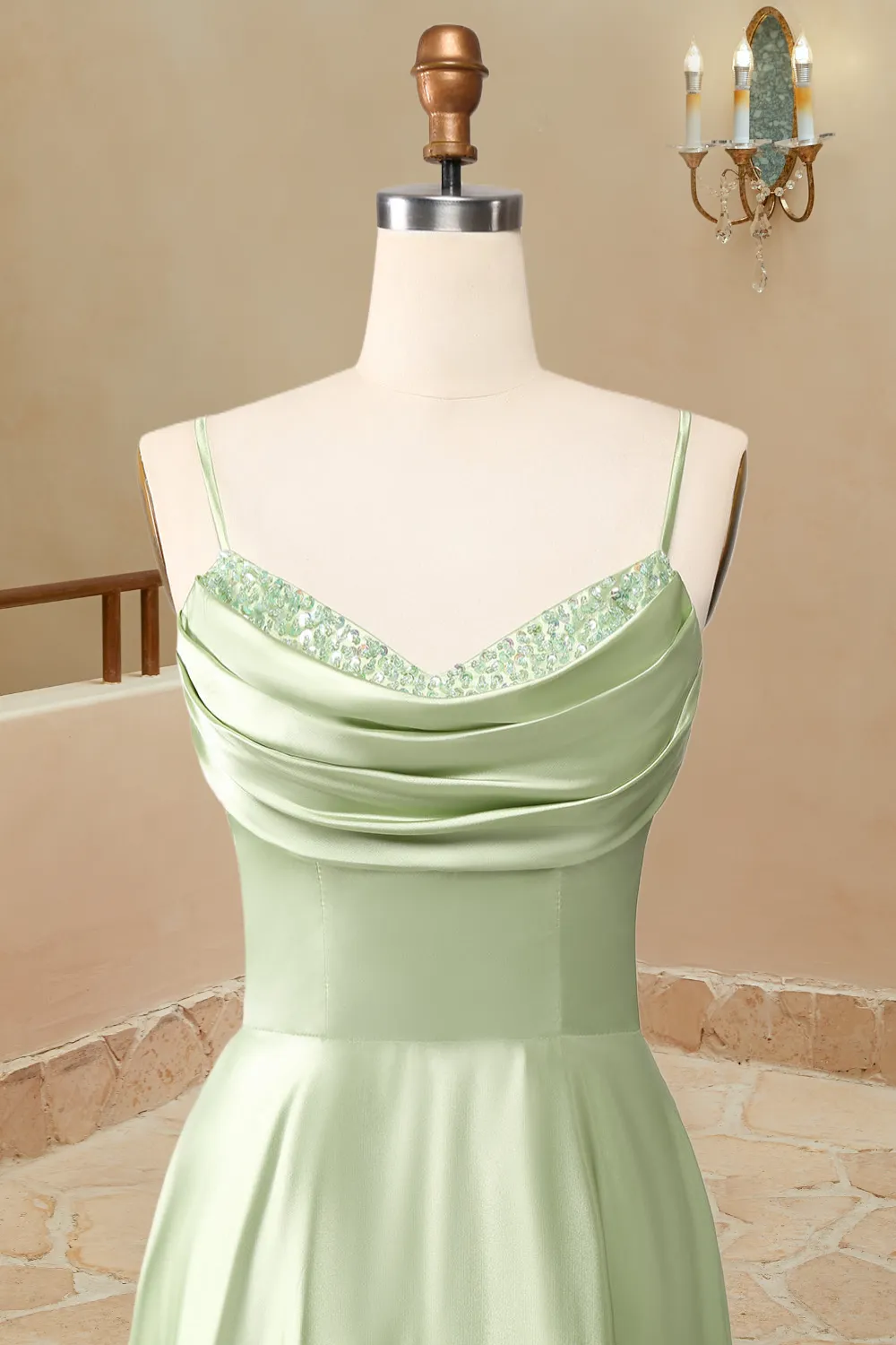 A-Line Long Simple Satin Sleeveless Evening Dress Prom Dresses Sexy