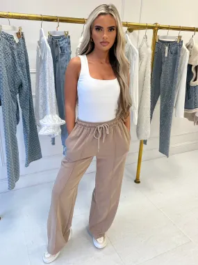 Alexia Taupe Wide Leg Jogger Trousers