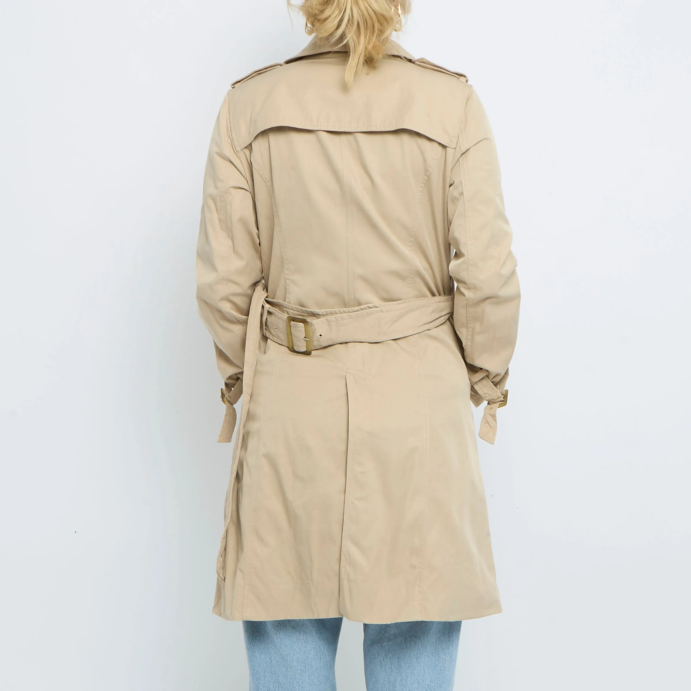 Beige Stripe Lining Trench Coat - M