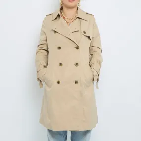 Beige Stripe Lining Trench Coat - M