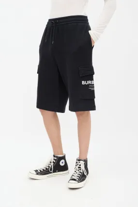 Black Cotton Logo Pocket Shorts