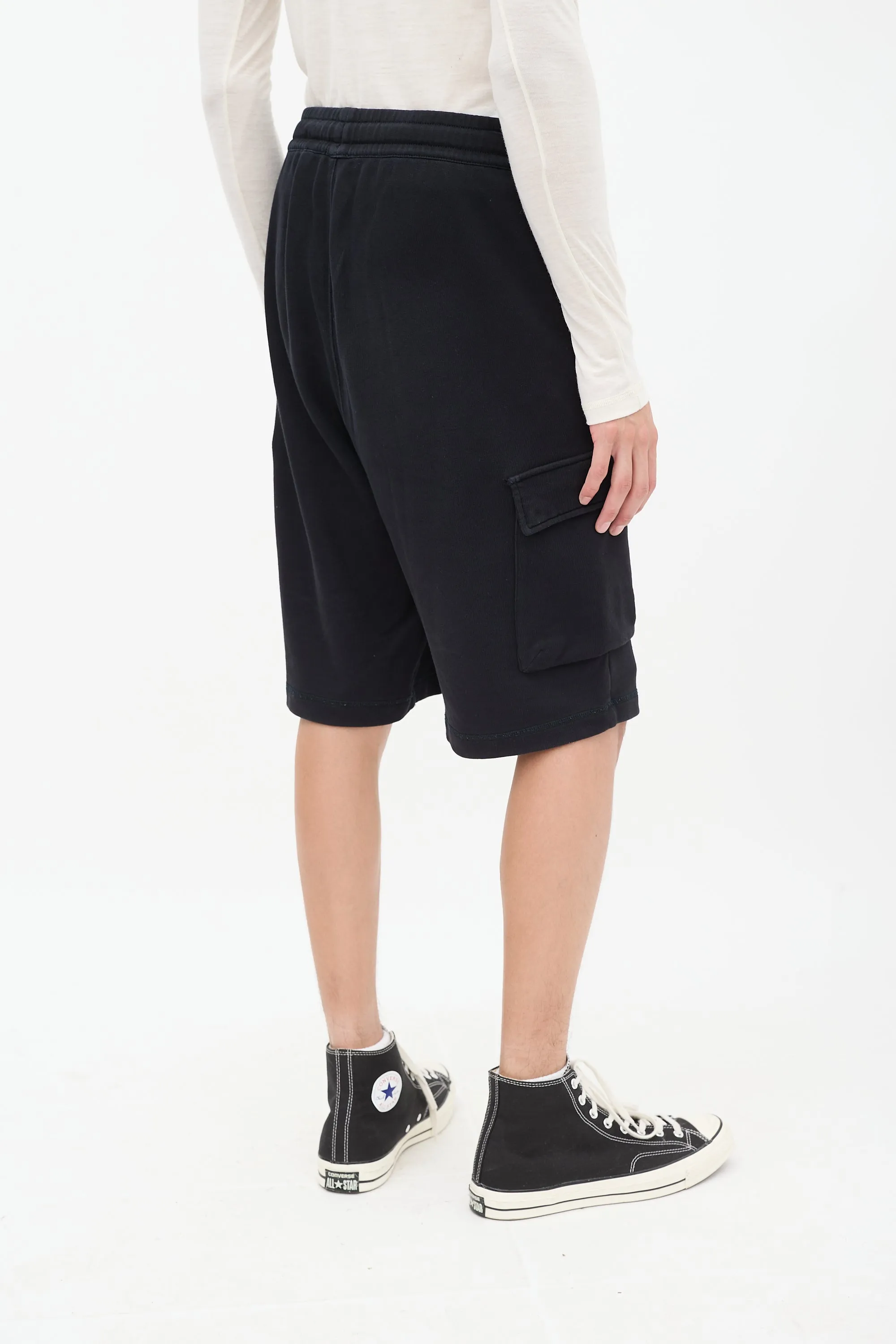 Black Cotton Logo Pocket Shorts