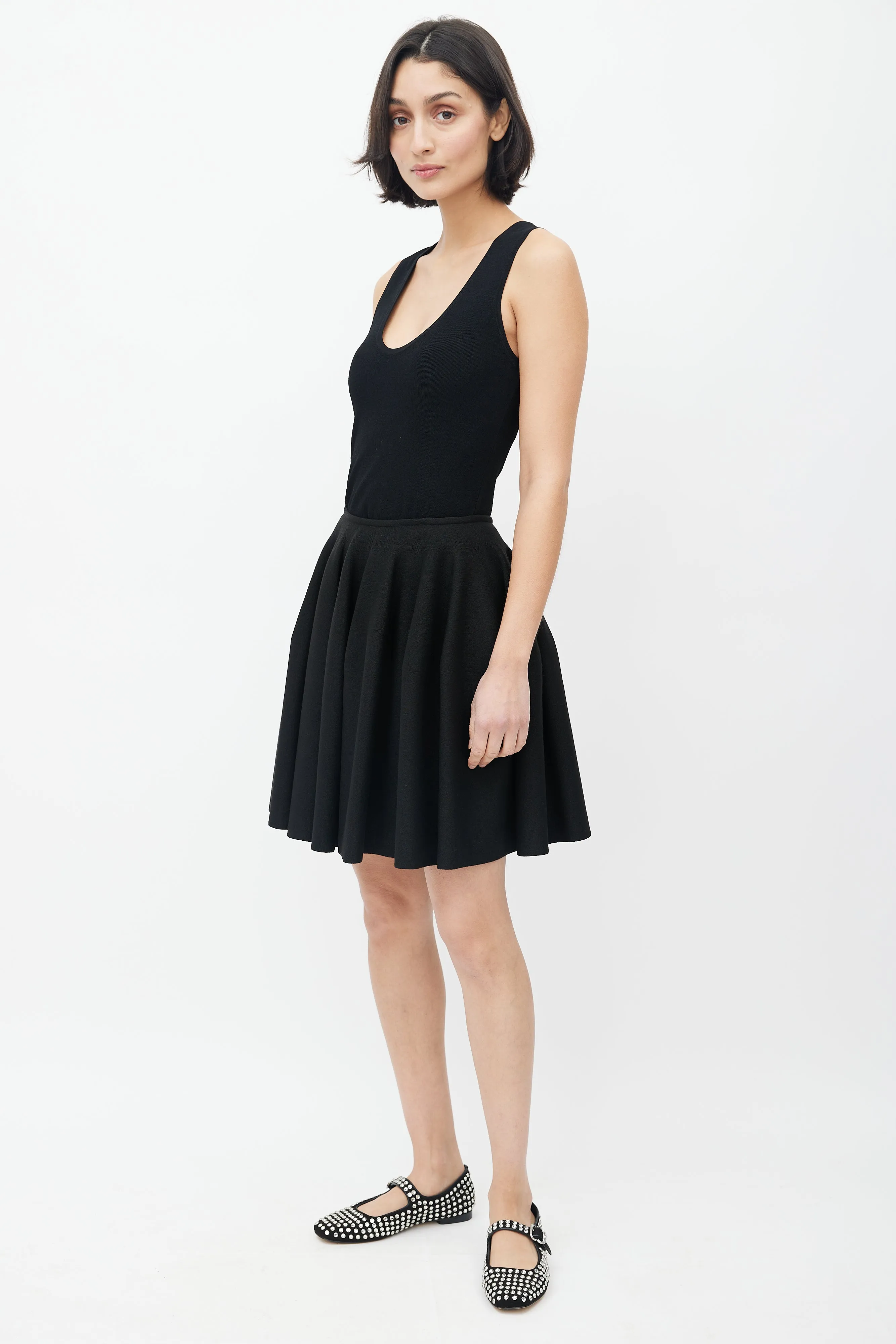 Black Knit Shimmer Tulip Skirt
