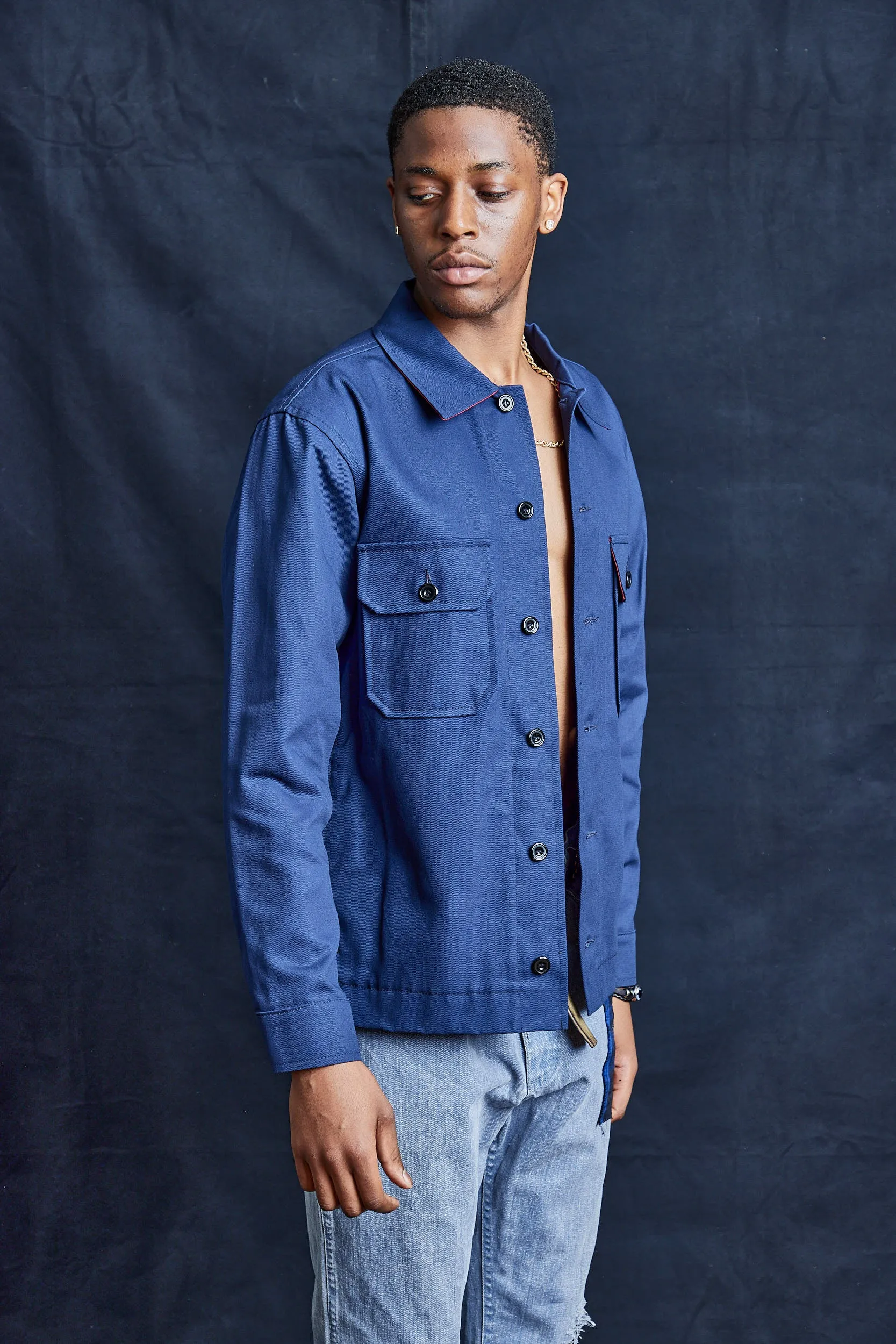 Cotton Workshirt in Navy Blue