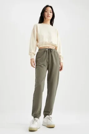 Defacto Women's Khaki Lace Waist Pocket Relax Fit Jogger Tracksuit