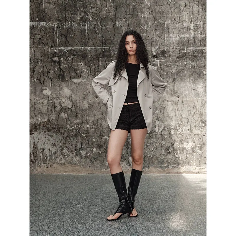Double-Breasted Belted Trench Coat