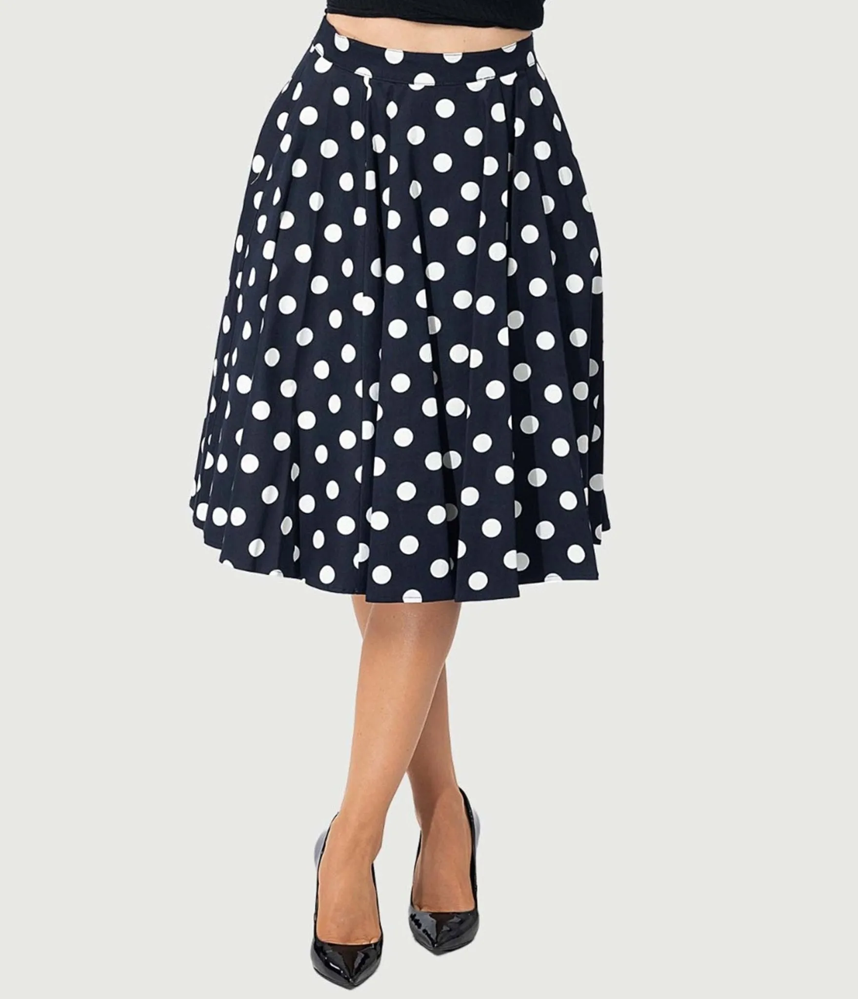 Eva Rose 1950s Black & White Polka Dot Flare Skirt