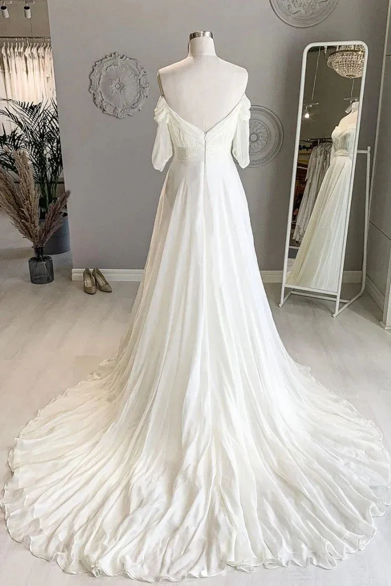 Formal Women's Dresses White Sweetheart Chiffon Long Prom Dress White Formal Dress Prom Dresses Stores