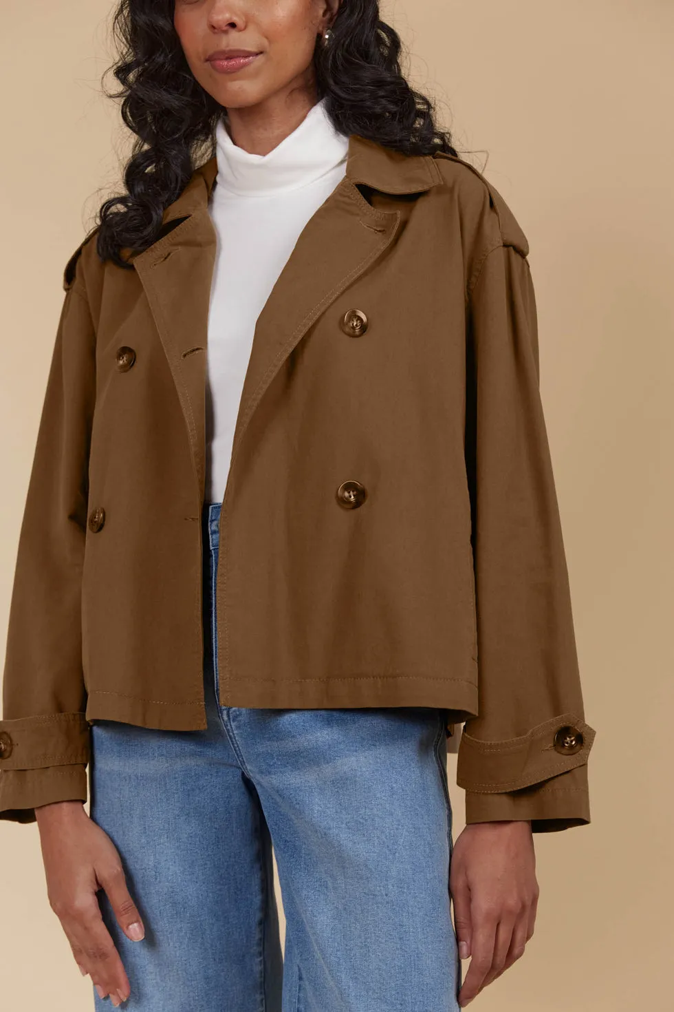 Freya Crop Trench - Toffee PREORDER MID MARCH