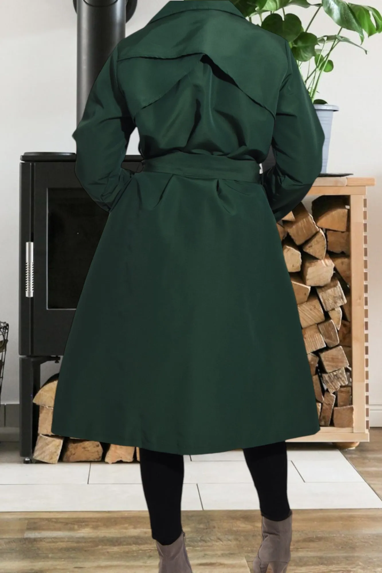Green Lined Trench Coat