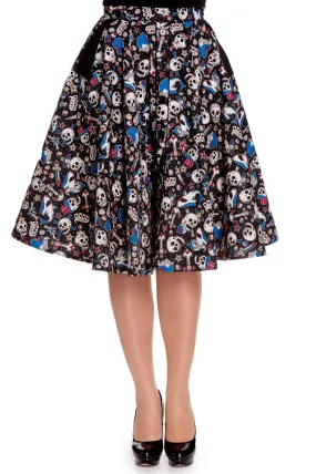 Hell Bunny Nautical Rockabilly Skull Shark & Anchor Rock on Swing Skirt