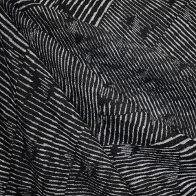 Large Scale Stripe Geometric Print Sweater Knit Black/Grey