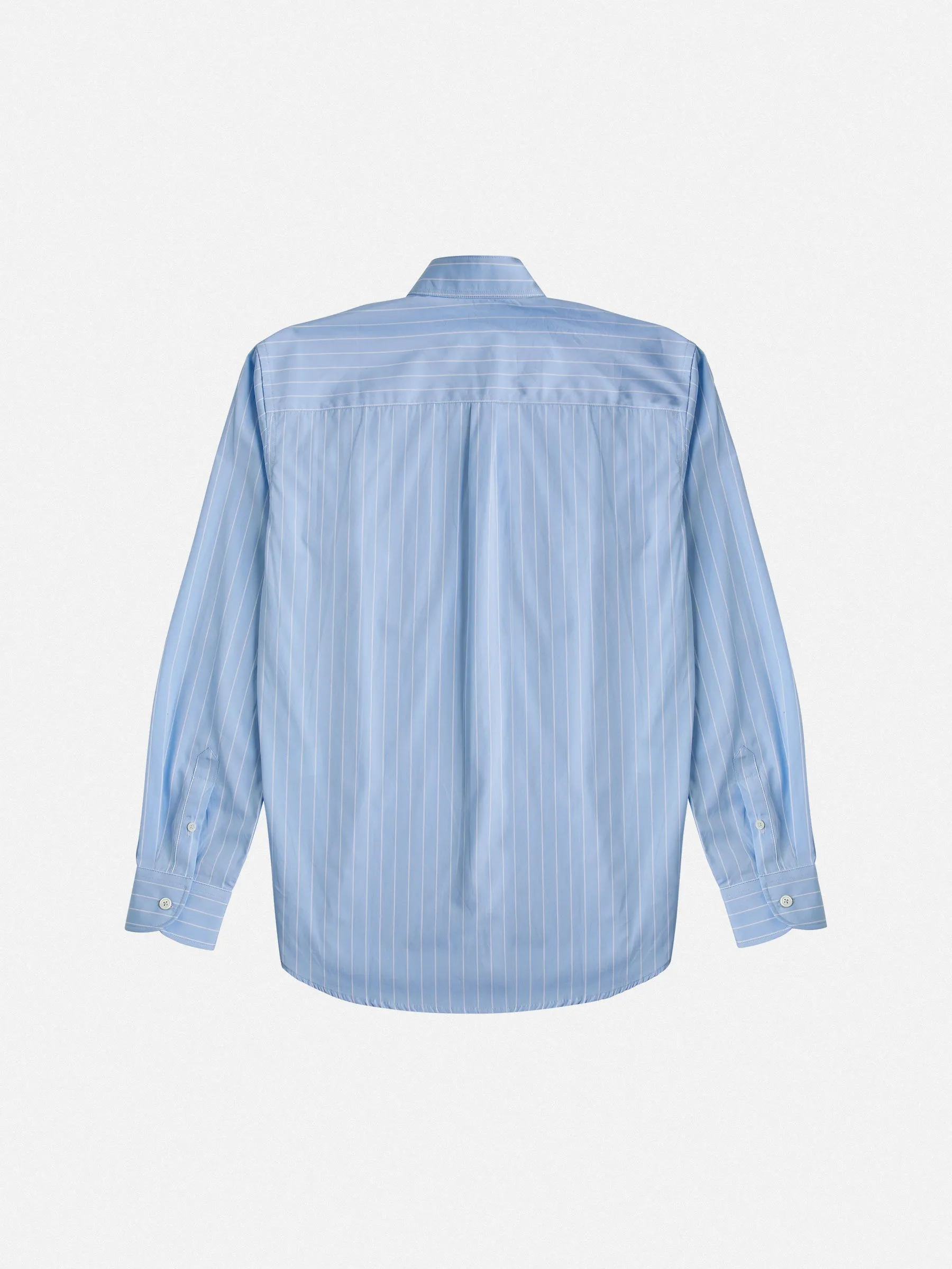 Mandarin Collar Regular Fit in Baby - Blue With White Stripes