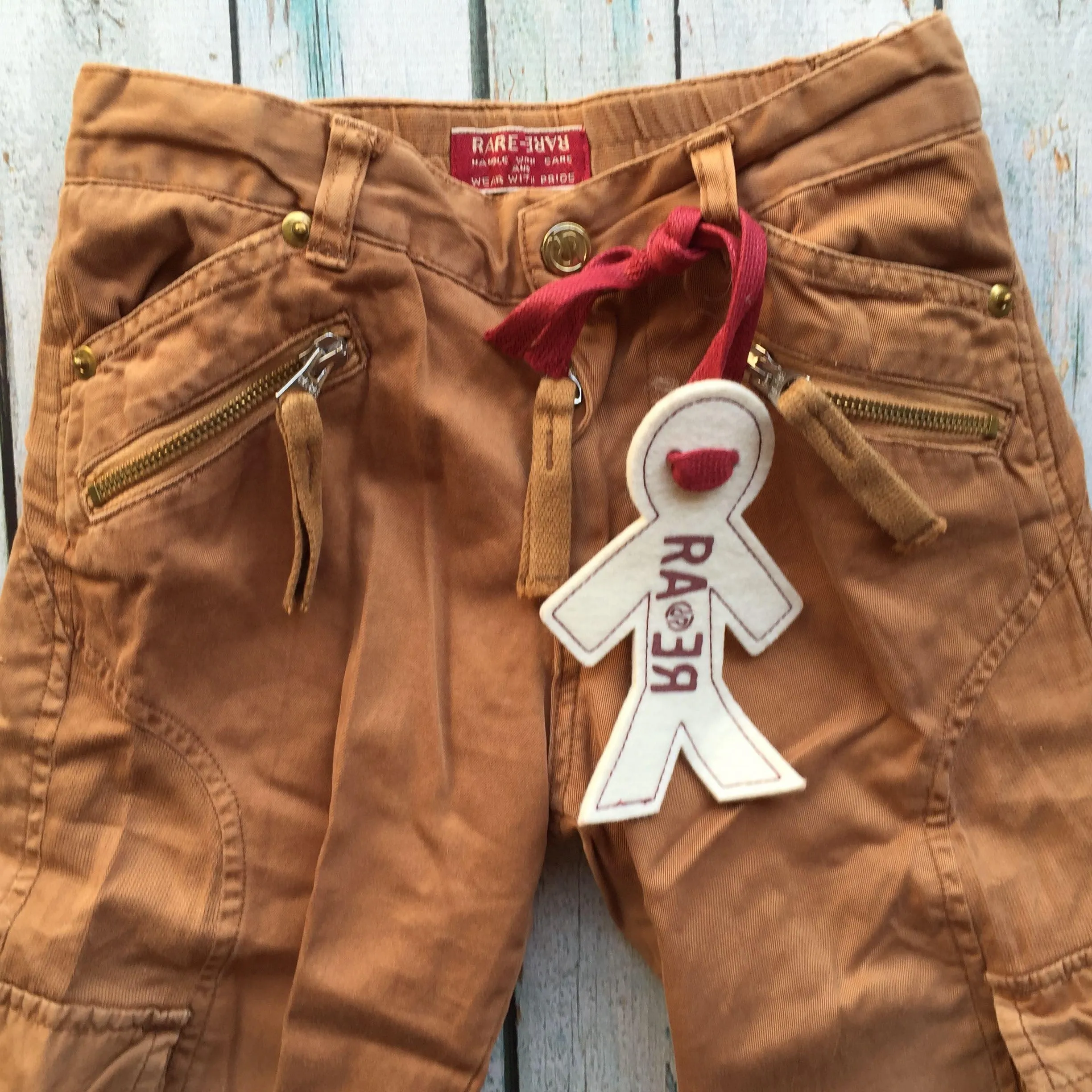 NWT - RA-RE Italian Boys Mustard Long Cargo Shorts - Size 4