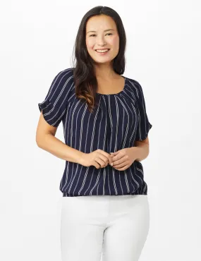 Stripe Texture Bubble Hem Blouse