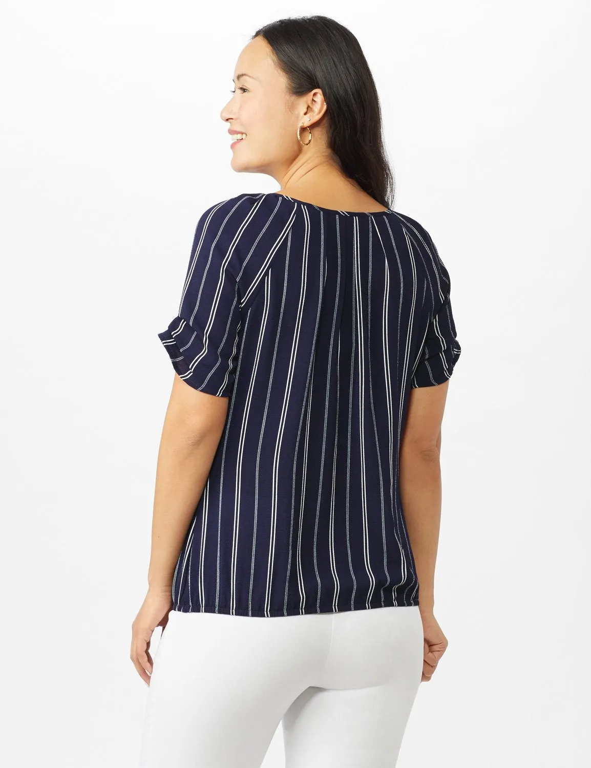 Stripe Texture Bubble Hem Blouse