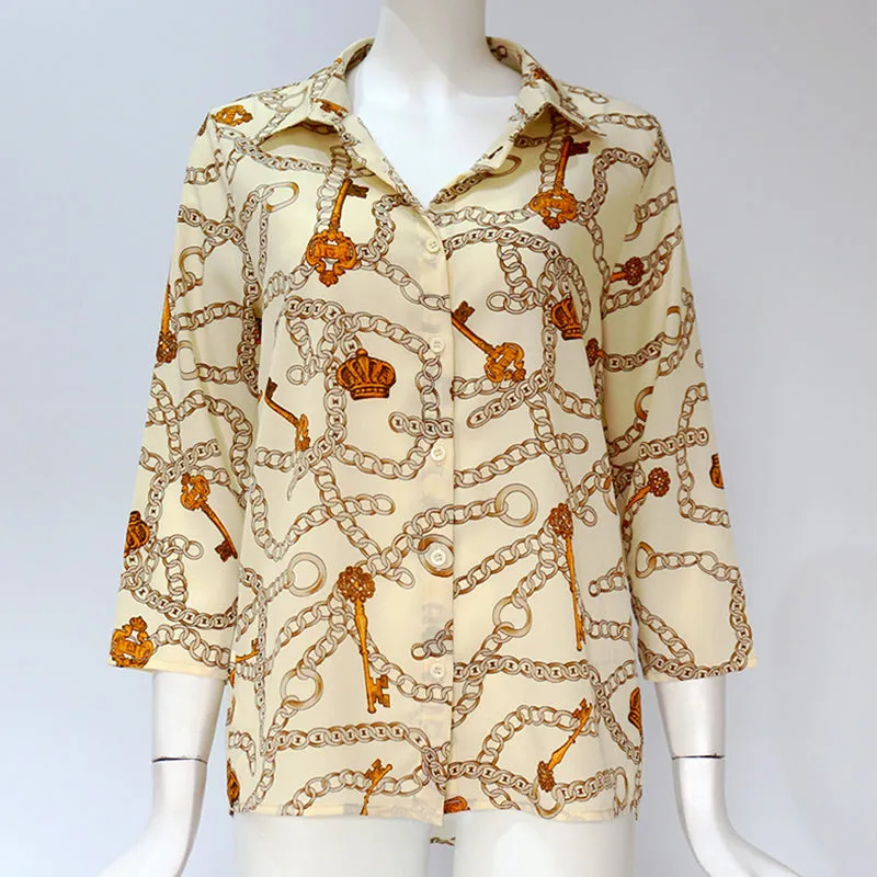 Women Blouses Chain Print Leisure Blouse