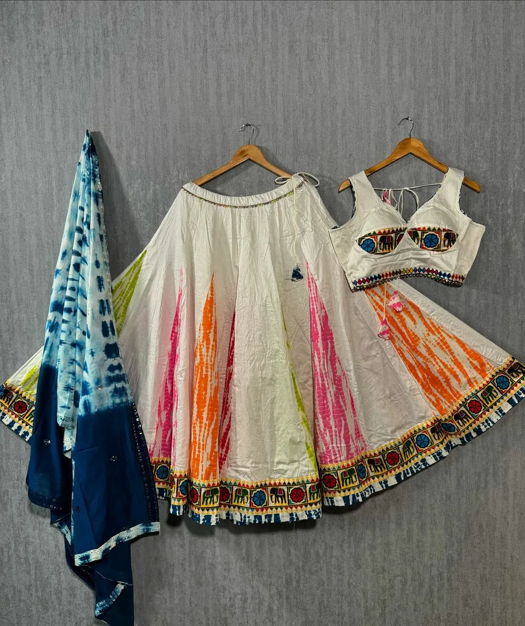 Women's Designer Trending Navaratri Cotton Multicolour Work Lehenga Choli