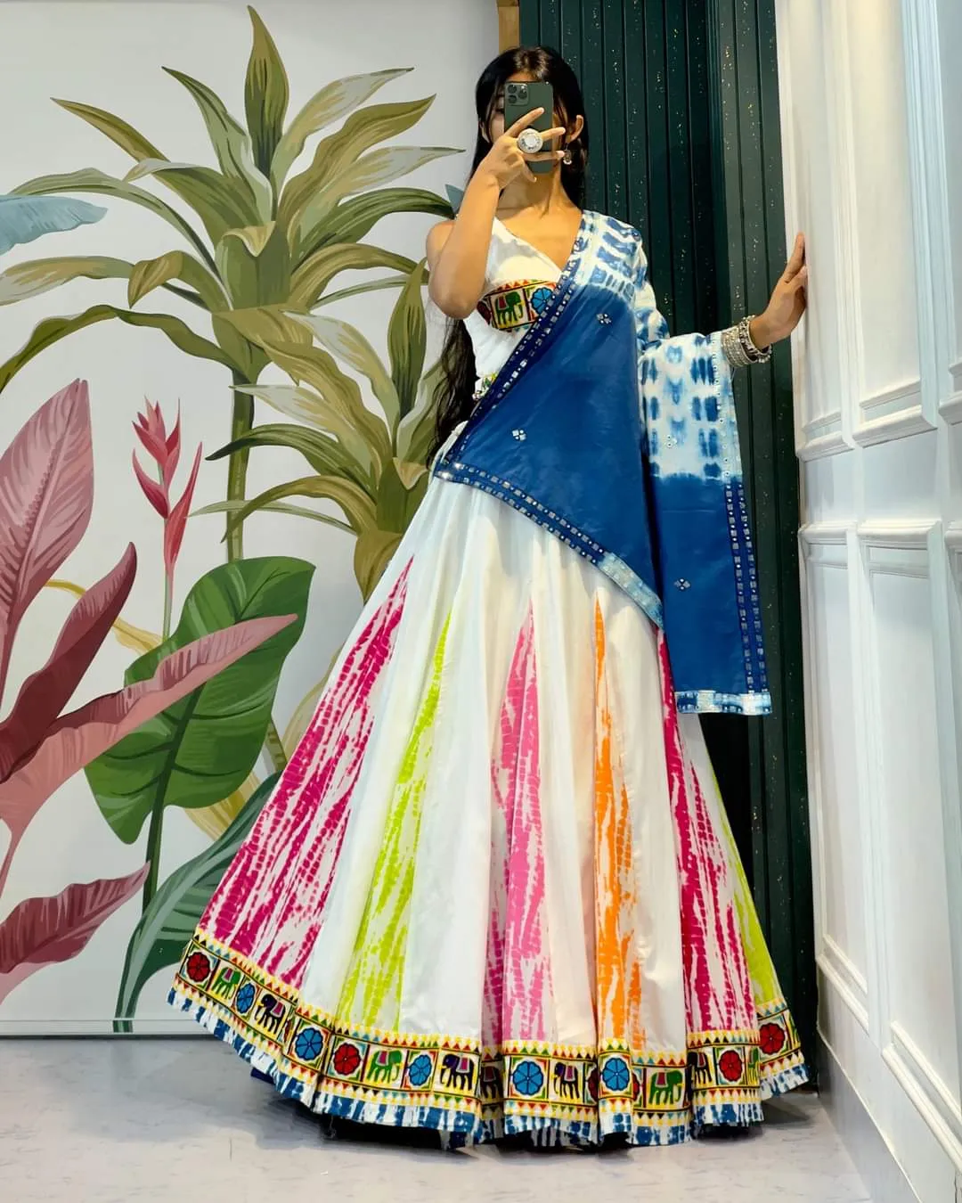Women's Designer Trending Navaratri Cotton Multicolour Work Lehenga Choli