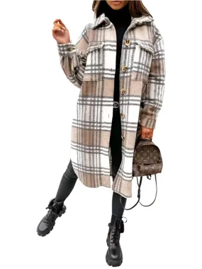 Women's Plaid Wool Trench Coat